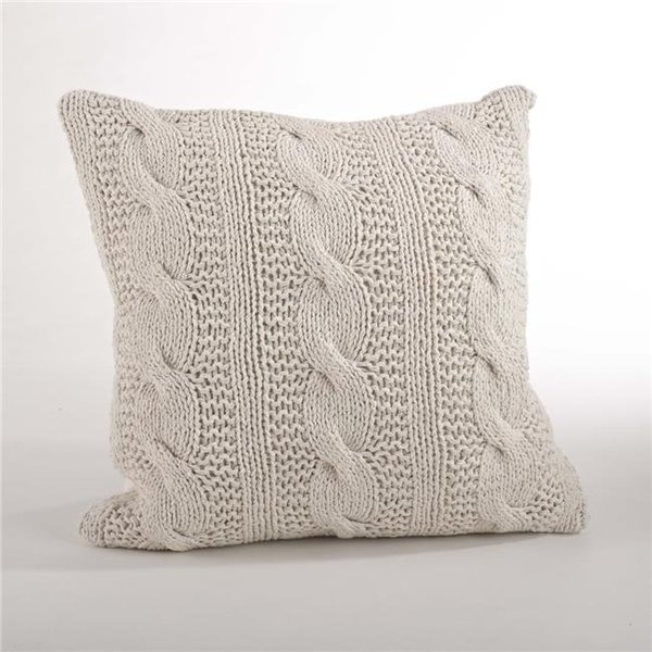 Saro Lifestyle SARO 1020.VN20S 20 in. Cable Knit Design Down Filled Cotton Throw Pillow  Vanilla 1020.VN20S